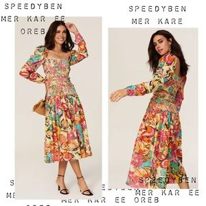 Hemant & Nandita Aroha Floral Midi Dress Size Medium